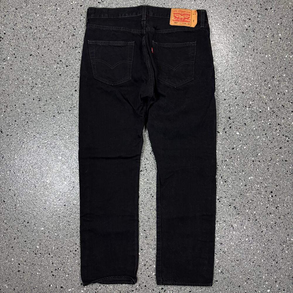 Levi's 501 Button Fly Black Straight Leg Denim Jeans